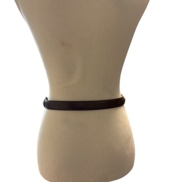 Fossil Skinny Belt Brown Leather Womens S Ornate Silver Metal Buckle and Keeper - Picture 11 of 11